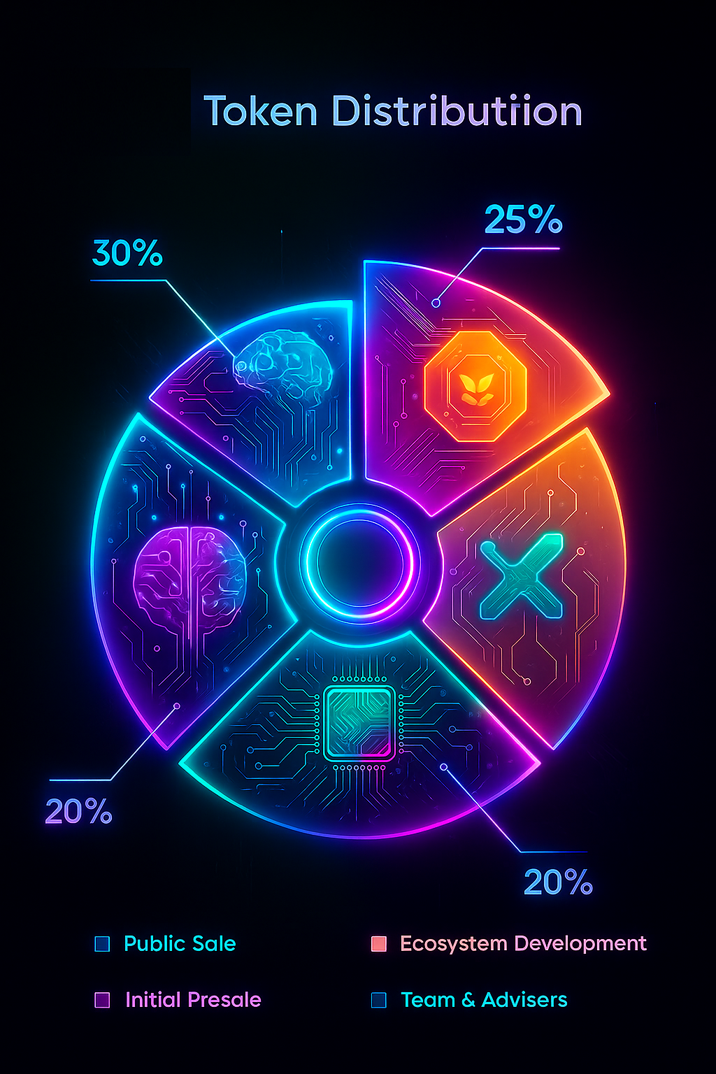 Pie chart of GRO90B token distribution